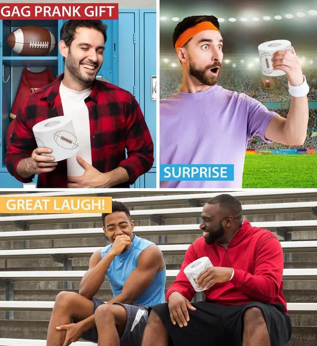 Alt view image 4 of 7 - Sports Games Printed Toilet Paper Roll - Fun Game Day Surprise Adults, Women, Men Sports Gifts for Sports Themed Party Favors, Birthday Decor, Sports Prizes - 500 Sheets Football