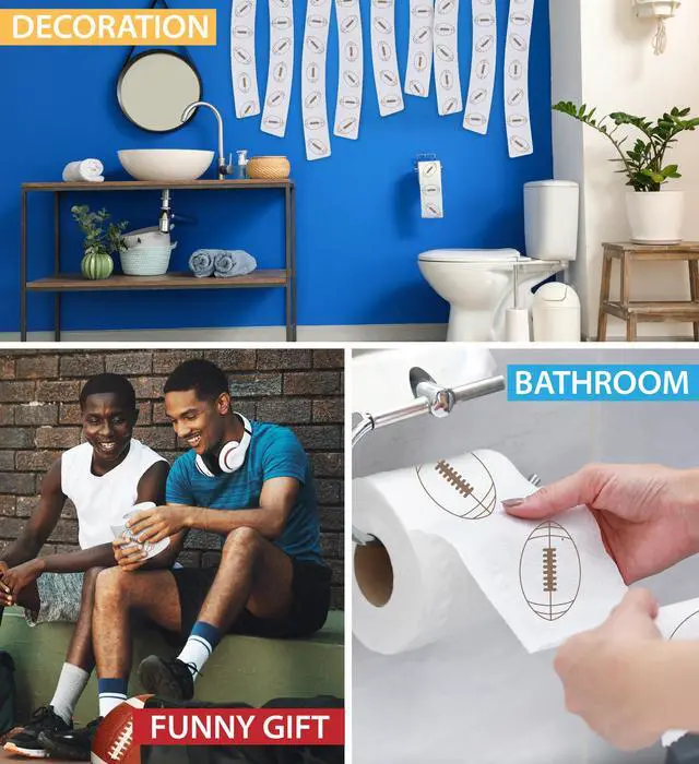 Alt view image 5 of 7 - Sports Games Printed Toilet Paper Roll - Fun Game Day Surprise Adults, Women, Men Sports Gifts for Sports Themed Party Favors, Birthday Decor, Sports Prizes - 500 Sheets Football