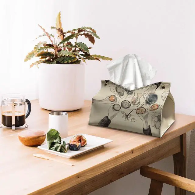 Alt view image 3 of 6 - Vintage Rectangle Tissue Box Cover, Winter Holiday Decor Tissue Box Holder Organizer for Kitchen Dining Room, Party Facial Paper Organizer Farmhouse Party Gifts for Women Girls 9.8x5.9x5.9