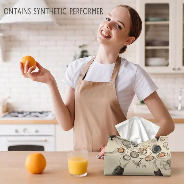 Alt view image 4 of 6 - Vintage Rectangle Tissue Box Cover, Winter Holiday Decor Tissue Box Holder Organizer for Kitchen Dining Room, Party Facial Paper Organizer Farmhouse Party Gifts for Women Girls 9.8x5.9x5.9