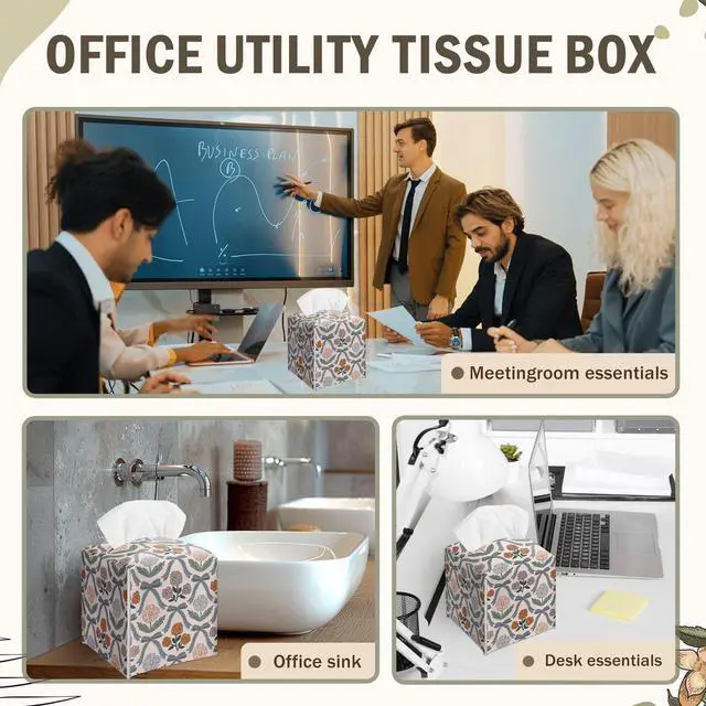 Alt view image 7 of 7 - Vintage Bows Decorative Leather Tissue Box Cover - Cute Tissue Holder Gifts for Women Family and Friends Funny Unique for Home Decor Decorative for Kids Room Kitchen Bathroom Nightstands Office - A22