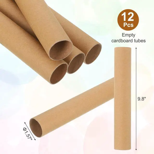 Alt view image 2 of 5 - 12 Pcs Cardboard Tubes 1.6 x 9.8 Inch Toilet Paper Rollers Bulk for Crafts Empty Round Towel Tissue for Creative Design Crafting Supplies, Brown