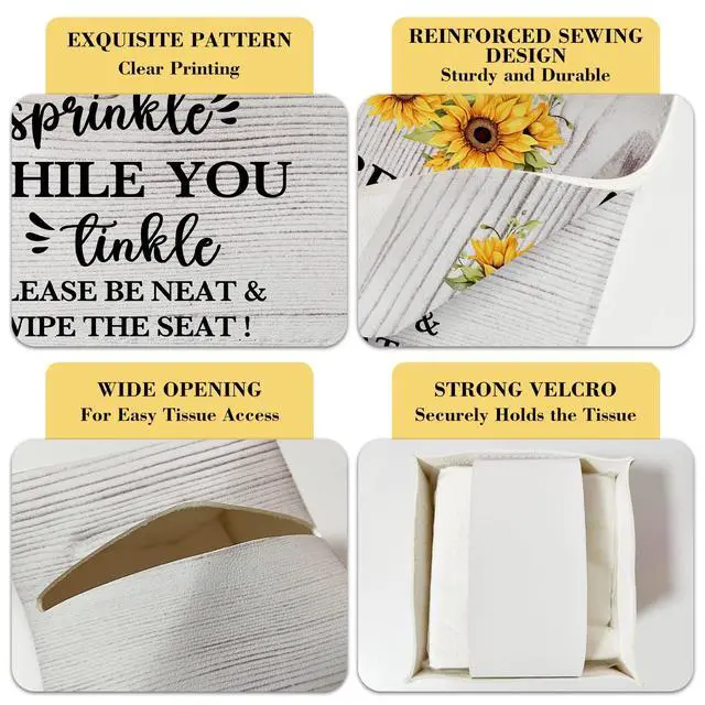 Alt view image 3 of 6 - Sunflower Leather Tissue Holder with Bottom Belt Gift for Housewarming Kids Son Waterproof Rustic Leather Tissue Case Holder Decor for Home Bathroom Dresser Night Stand Facial Paper Organizer - YT0249