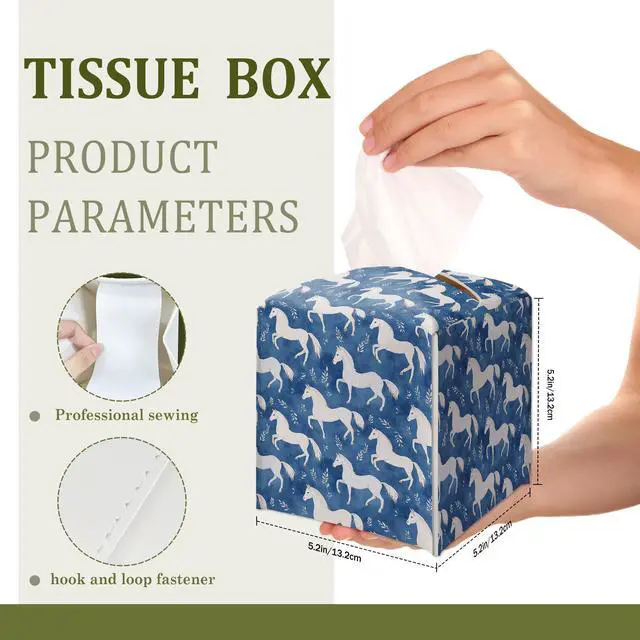 Alt view image 2 of 6 - Horses Decorative Leather Tissue Box Cover - Tissue Box Holder Gifts for Women Family and Friends Funny Unique Home Decor Decorative for Kids Room Kitchen Bathroom Office - A07