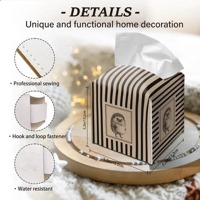 Alt view image 2 of 5 - Tissue Box Velcro Closure for Women, Funny Hedgehog Toilet Paper Design, Travel Tissue Box, Gift for mom Friend Sister Girls