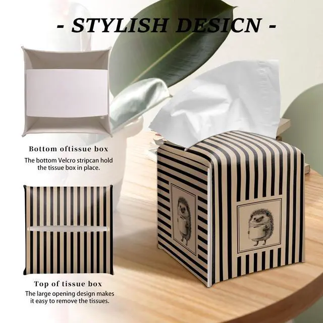 Alt view image 3 of 5 - Tissue Box Velcro Closure for Women, Funny Hedgehog Toilet Paper Design, Travel Tissue Box, Gift for mom Friend Sister Girls