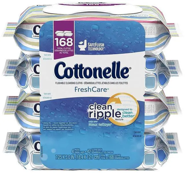 Main image of Fresh Care Flushable Cleansing Cloths, 42 Sheets, Count of 4 (packaging may vary)