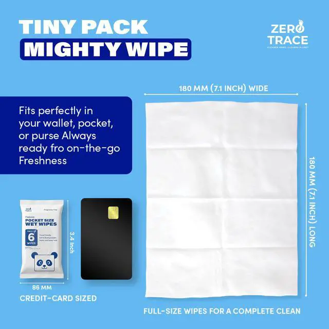 Alt view image 2 of 7 - Flushable Wipes Pack Portable Travel Wipes Pocket Size for Adults, Kids & Baby Care 99.5% Water, Safe for Sensitive Skin, Hypoallergenic & Unscented 10 Packs × 6 (60 Total)