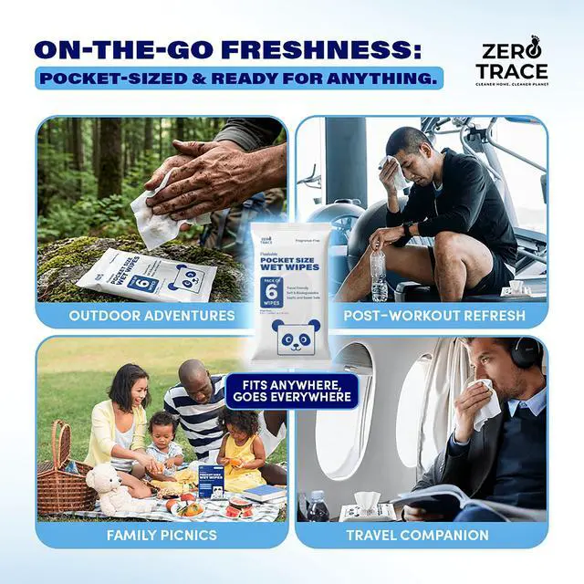 Alt view image 5 of 7 - Flushable Wipes Pack Portable Travel Wipes Pocket Size for Adults, Kids & Baby Care 99.5% Water, Safe for Sensitive Skin, Hypoallergenic & Unscented 10 Packs × 6 (60 Total)