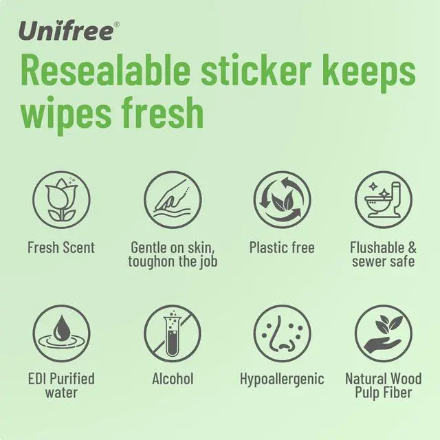 Alt view image 6 of 7 - Flushable Wipes Travel Size, Mini Wet Wipes, 8 Pack 56 Wipes
