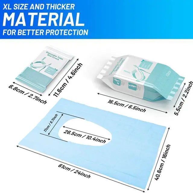 Alt view image 2 of 7 - 50 Pack Toilet Seat Covers Disposable - Waterproof 16x24 Inch Extra Large Individually Wrapped Toilet Seat Shields Travel Accessories for Adults Kids