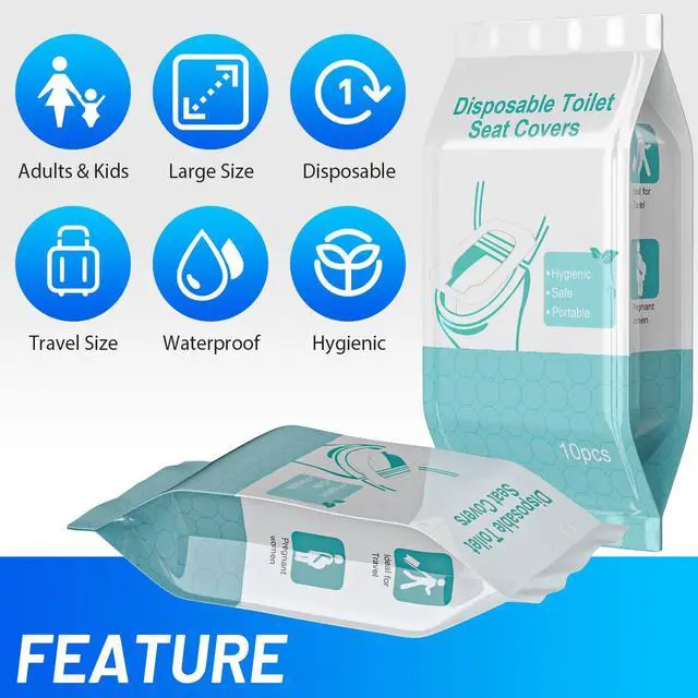 Alt view image 3 of 7 - 50 Pack Toilet Seat Covers Disposable - Waterproof 16x24 Inch Extra Large Individually Wrapped Toilet Seat Shields Travel Accessories for Adults Kids