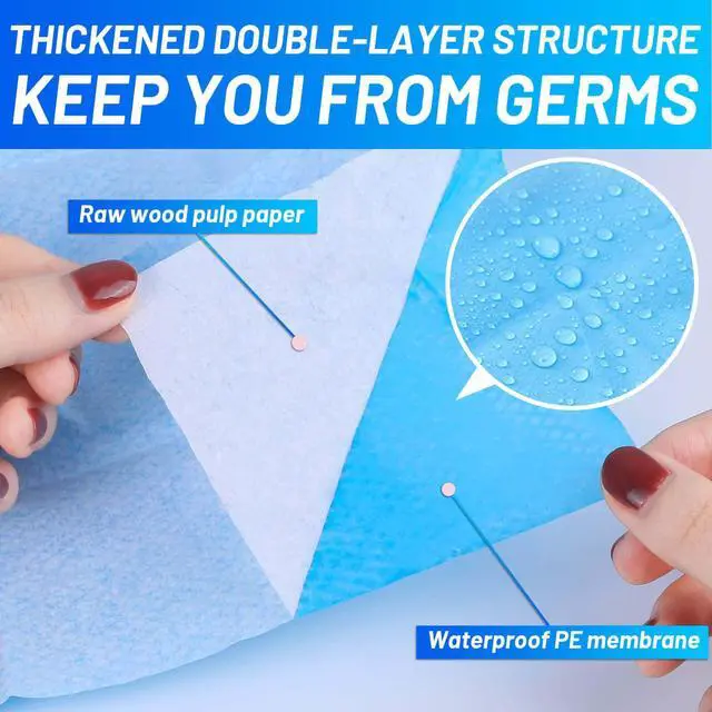 Alt view image 5 of 7 - 50 Pack Toilet Seat Covers Disposable - Waterproof 16x24 Inch Extra Large Individually Wrapped Toilet Seat Shields Travel Accessories for Adults Kids