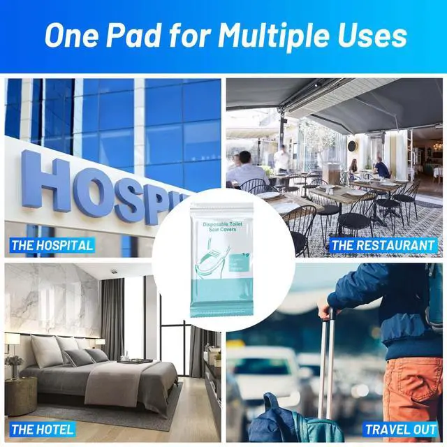 Alt view image 7 of 7 - 50 Pack Toilet Seat Covers Disposable - Waterproof 16x24 Inch Extra Large Individually Wrapped Toilet Seat Shields Travel Accessories for Adults Kids