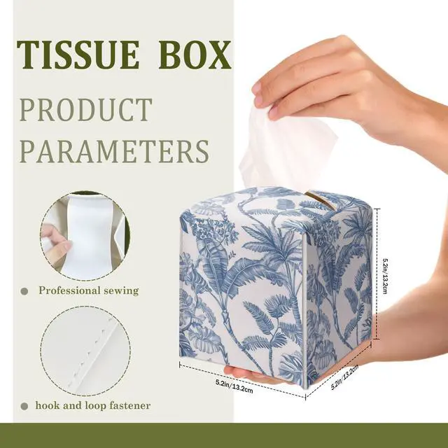 Alt view image 2 of 6 - Blue Watercolour Jungle Decorative Leather Tissue Box Cover - Tissue Box Holder Gifts for Women Family and Friends Funny Unique Home Decor Decorative for Kids Room Kitchen Bathroom Office - A05