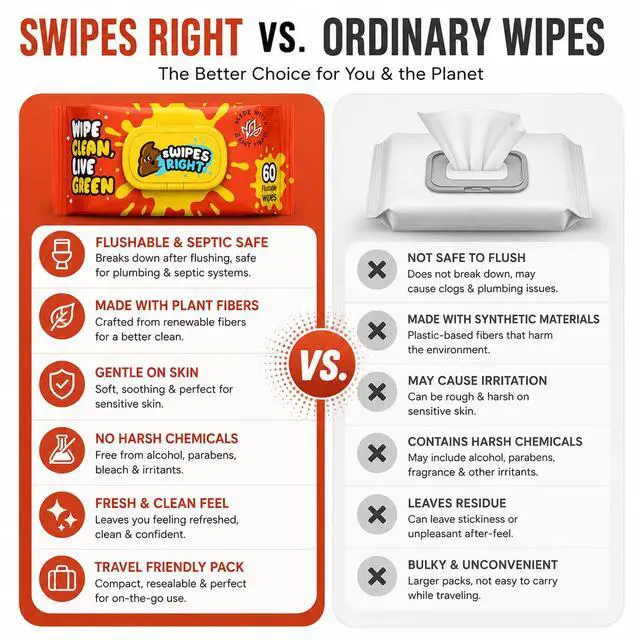Alt view image 7 of 7 - 300 Wipes (Pack of 5) Flushable Wipes for Adult - Wipes Flushable Packs, Baby Wipes for Sensitive Skin, Wipes for Kids, Portable Travel Pack - Toilet Essentials for Gym & Office