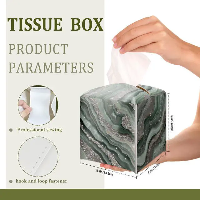 Alt view image 2 of 6 - Metallic Agate Texture Decorative Leather Tissue Box Cover - Tissue Box Holder Gifts for Women Family and Friends Funny Unique Home Decor Decorative for Kids Room Kitchen Bathroom Office - A17