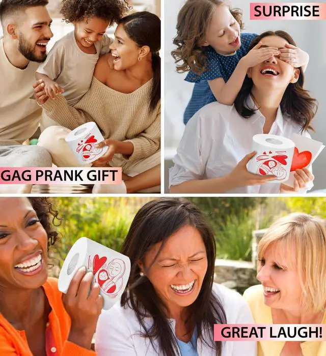 Alt view image 4 of 7 - Happy Mother's Day I Love You Mom Design Printed Toilet Paper Paper Roll - Funny Mom Gifts for Women, Cute Gag Gifts for Mothers Day, Surprise Prank Fun Gifts for Mom - 500 Sheets