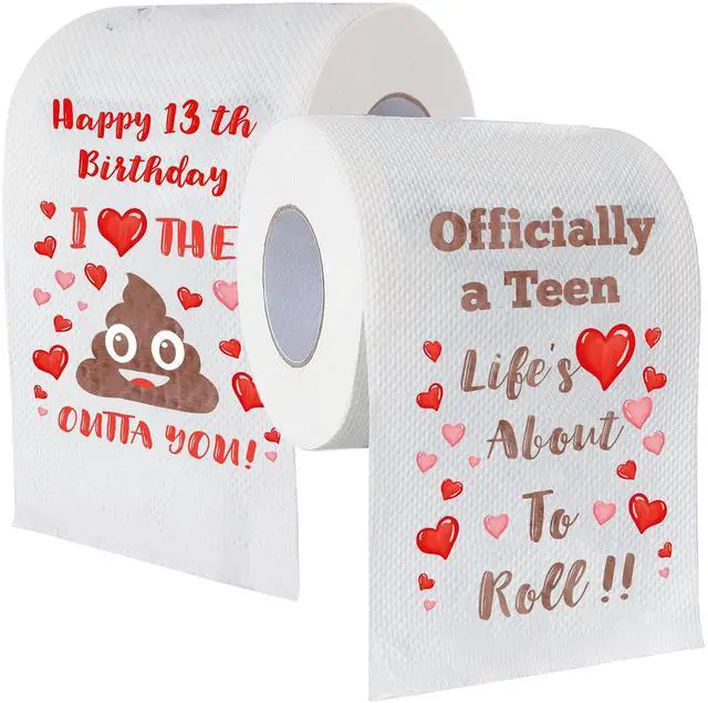 Main image of Happy 13th Birthday Gifts For Girls & Boys, 13th Birthday Decorations, 13 Year Old Gift Ideas For Teen Girl Boy Teenager - Unique Coolest, Funny, Party Decor Toilet Paper Gag Gift Presents (2 Roll)