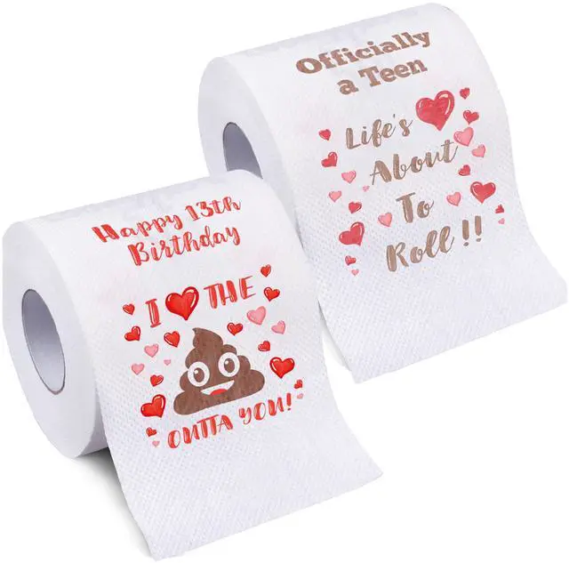 Alt view image 2 of 7 - Happy 13th Birthday Gifts For Girls & Boys, 13th Birthday Decorations, 13 Year Old Gift Ideas For Teen Girl Boy Teenager - Unique Coolest, Funny, Party Decor Toilet Paper Gag Gift Presents (2 Roll)