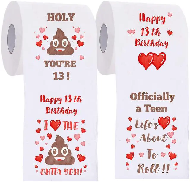 Alt view image 3 of 7 - Happy 13th Birthday Gifts For Girls & Boys, 13th Birthday Decorations, 13 Year Old Gift Ideas For Teen Girl Boy Teenager - Unique Coolest, Funny, Party Decor Toilet Paper Gag Gift Presents (2 Roll)