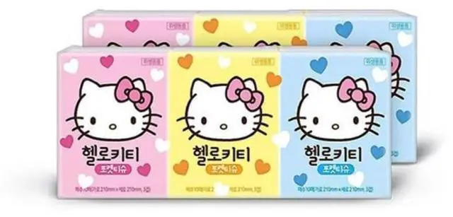 Main image of 6 Pack Cute Lovely Kitty Facial Pocket Tissues for Travel, 3-Ply, 8.3 x 8.3 inches, 10 Tissues Per Pack, 60 Total Tissues