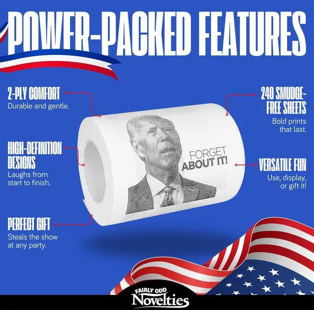Alt view image 3 of 5 - Joe Biden Novelty Toilet Paper, 3-Pack Funny Political Gag Gift for Republicans, Custom Printed Democrat Humor, White Elephant Party Supply