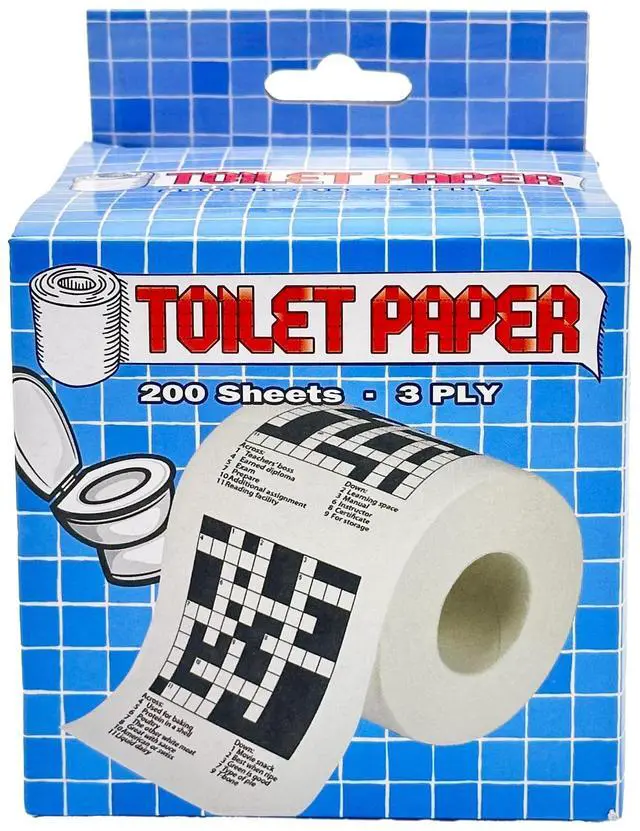 Main image of Crossword Funny Toilet Paper - Puzzle Print Prank Gag Gift Roll