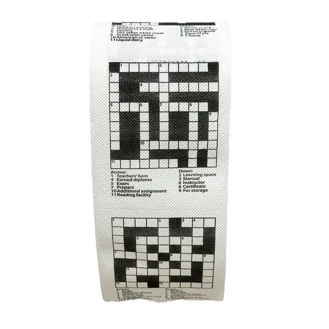 Alt view image 3 of 7 - Crossword Funny Toilet Paper - Puzzle Print Prank Gag Gift Roll