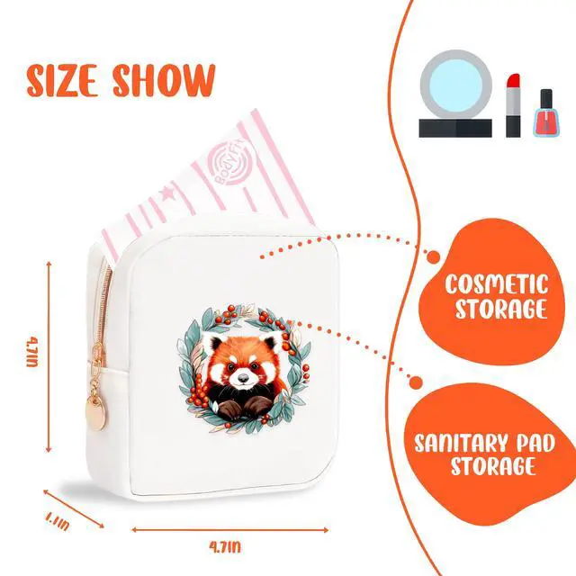 Alt view image 2 of 7 - Red Panda Mini Makeup Bag, Red Panda Gift For Women Girls, Cute Portable Zipper Pouch Cosmetic Bag For Teen Girls Kids, Small Storage Bag For Sanitary Pad, Period napkin bag!