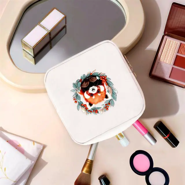 Alt view image 3 of 7 - Red Panda Mini Makeup Bag, Red Panda Gift For Women Girls, Cute Portable Zipper Pouch Cosmetic Bag For Teen Girls Kids, Small Storage Bag For Sanitary Pad, Period napkin bag!