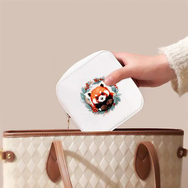 Alt view image 5 of 7 - Red Panda Mini Makeup Bag, Red Panda Gift For Women Girls, Cute Portable Zipper Pouch Cosmetic Bag For Teen Girls Kids, Small Storage Bag For Sanitary Pad, Period napkin bag!