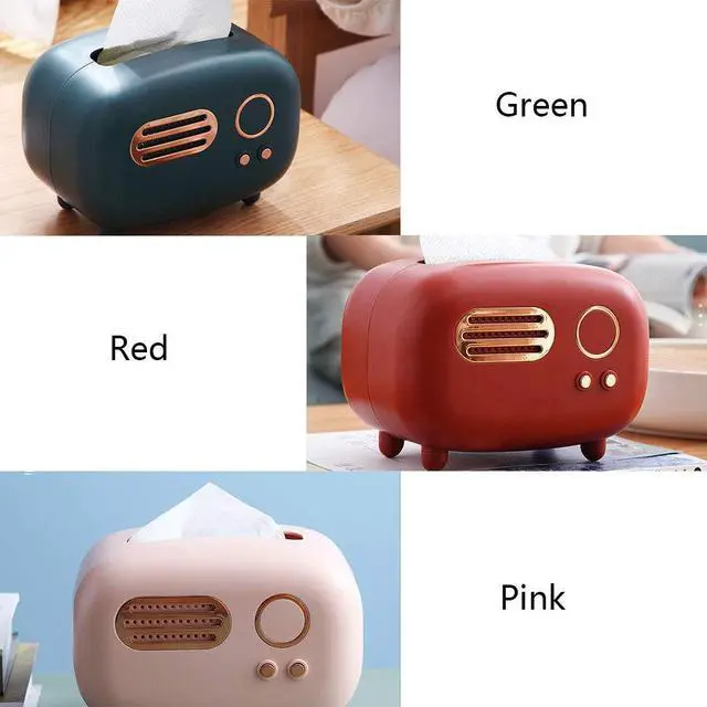 Alt view image 3 of 6 - Vintage Radio Facial Tissue Box Cover Napkin Holder Decorative Napkin Storage Organizer Paper Towel Dispenser Container for Bathroom Car Office Desk Home Decor Bedroom Restaurant Green