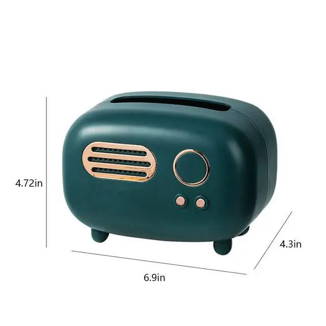 Alt view image 5 of 6 - Vintage Radio Facial Tissue Box Cover Napkin Holder Decorative Napkin Storage Organizer Paper Towel Dispenser Container for Bathroom Car Office Desk Home Decor Bedroom Restaurant Green