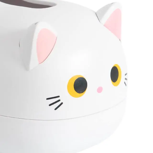Alt view image 3 of 5 - Cute Cat Tissue Holder with Toothpick Dispenser, Desktop Tissue Storage Box Multifunction Facial Napkin Dispenser Holder for Kitchen Bathroom (White)