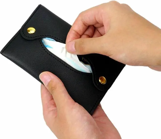 Alt view image 4 of 7 - 2Pcs Pocket Tissue Holder - Tissue Holder | Travel Pouch for Tissue | Pocket Paper Towel | Tissue Bag Holder | Paper Towel Pu Leather Case | Paper Box Bag | Tissue Storage Bag (Black)