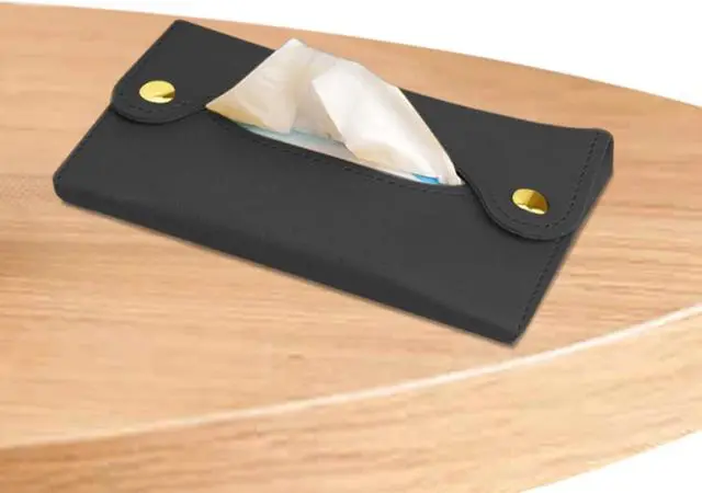 Alt view image 5 of 7 - 2Pcs Pocket Tissue Holder - Tissue Holder | Travel Pouch for Tissue | Pocket Paper Towel | Tissue Bag Holder | Paper Towel Pu Leather Case | Paper Box Bag | Tissue Storage Bag (Black)