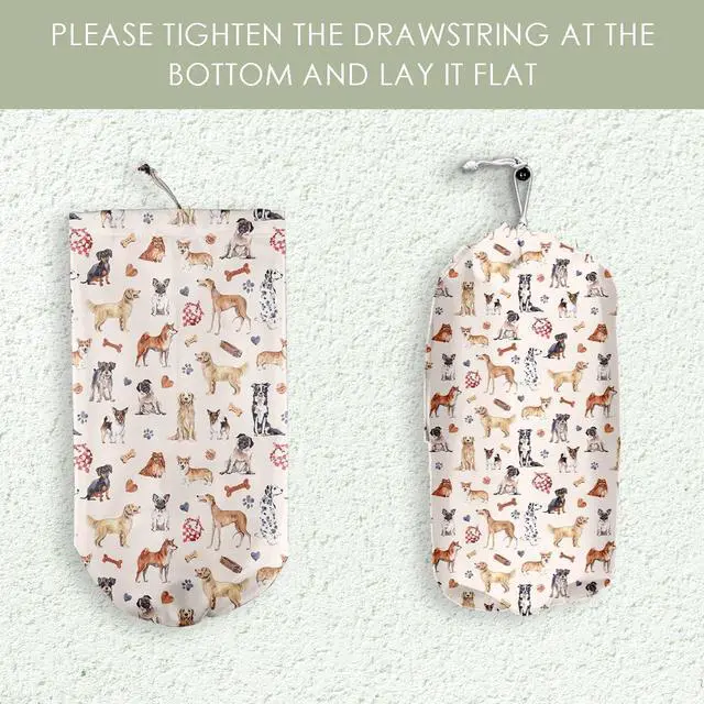 Alt view image 2 of 6 - Dog Toilet Paper Storage Bag 11.5 x 9 inches Cute Dogs Home Kitchen Decor