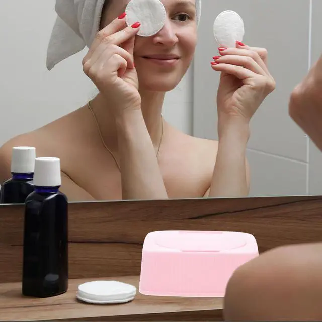 Alt view image 3 of 7 - Portable Wipe Holder Travel Case Flip Lid Dustproof Storage Box for Nursery Bathroom Makeup Cotton Pads