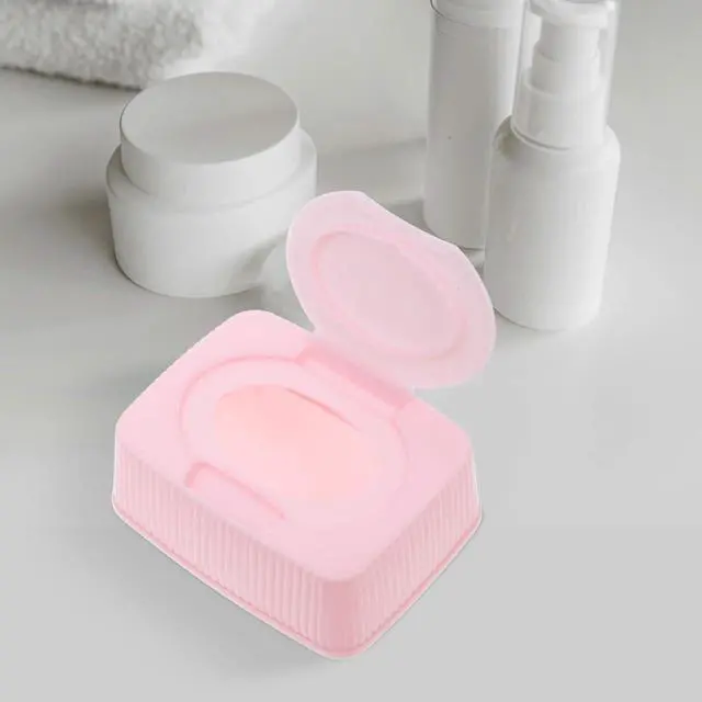 Alt view image 4 of 7 - Portable Wipe Holder Travel Case Flip Lid Dustproof Storage Box for Nursery Bathroom Makeup Cotton Pads