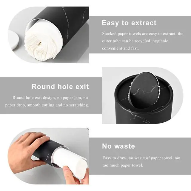 Alt view image 3 of 6 - 4PCS Car Tissue Holder, Car Cup Holder Convenient Travel Tissue Tube Box with Facial Tissues, Portable Round Tissues Holder Paper Towel Cylinder for Car Home Office (Marble Black)