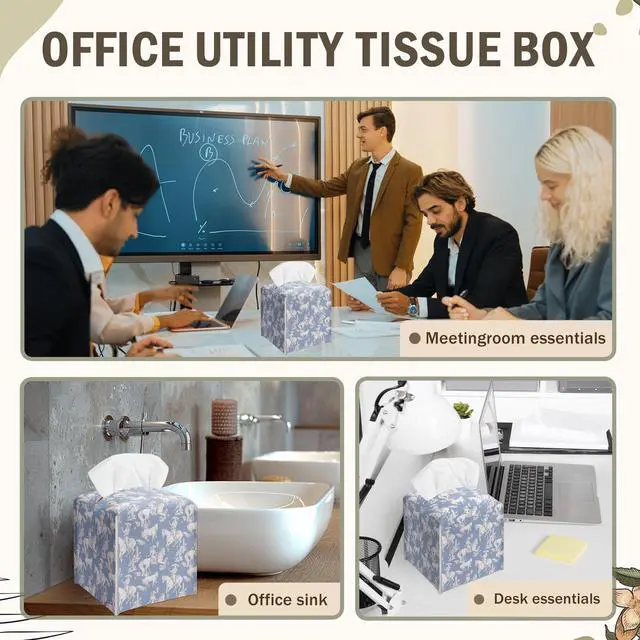 Alt view image 7 of 7 - Blue Cowboy Decorative Square Leather Tissue Box Cover - Tissue Holder Gifts for Cowboy Themed Festival Birthday - Home Decor Decorative for Bathroom Kitchen Nightstands Office Car - A16