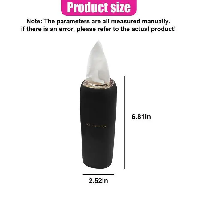 Alt view image 2 of 6 - Car Cup Holder Tissue Holder, Water-Resistant Plastic Facial Tissues Cylinder, Portable Paper Towel Tube Container for Travel, Vehicle Napkin Box Organizer for Car, Home, Office (Black)