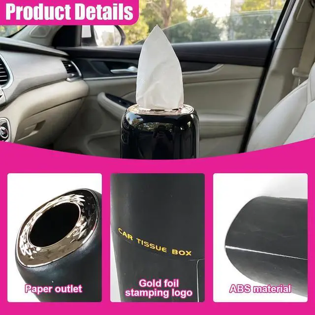 Alt view image 3 of 6 - Car Cup Holder Tissue Holder, Water-Resistant Plastic Facial Tissues Cylinder, Portable Paper Towel Tube Container for Travel, Vehicle Napkin Box Organizer for Car, Home, Office (Black)