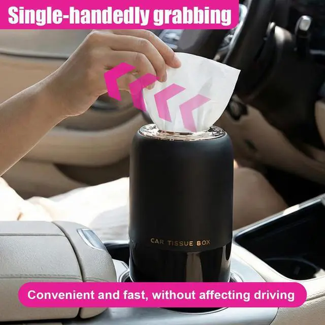 Alt view image 5 of 6 - Car Cup Holder Tissue Holder, Water-Resistant Plastic Facial Tissues Cylinder, Portable Paper Towel Tube Container for Travel, Vehicle Napkin Box Organizer for Car, Home, Office (Black)