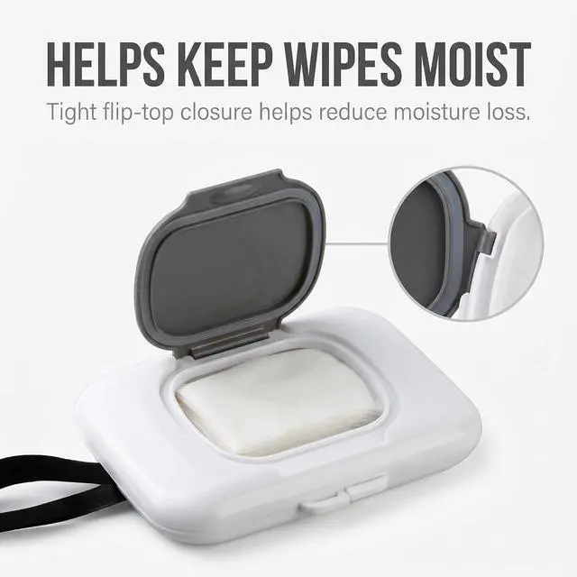 Alt view image 3 of 7 - 1Pc Travel Wipe Holder Reusable Wet Wipe Container Box Strollers Hanging Dispensers Refillable Wipe Case Safe Wet Storage Wipe Holders Wipes and HoldersGray