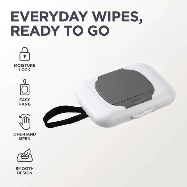 Alt view image 4 of 7 - 1Pc Travel Wipe Holder Reusable Wet Wipe Container Box Strollers Hanging Dispensers Refillable Wipe Case Safe Wet Storage Wipe Holders Wipes and HoldersGray