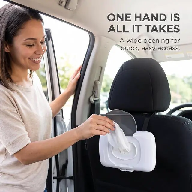 Alt view image 7 of 7 - 1Pc Travel Wipe Holder Reusable Wet Wipe Container Box Strollers Hanging Dispensers Refillable Wipe Case Safe Wet Storage Wipe Holders Wipes and HoldersGray