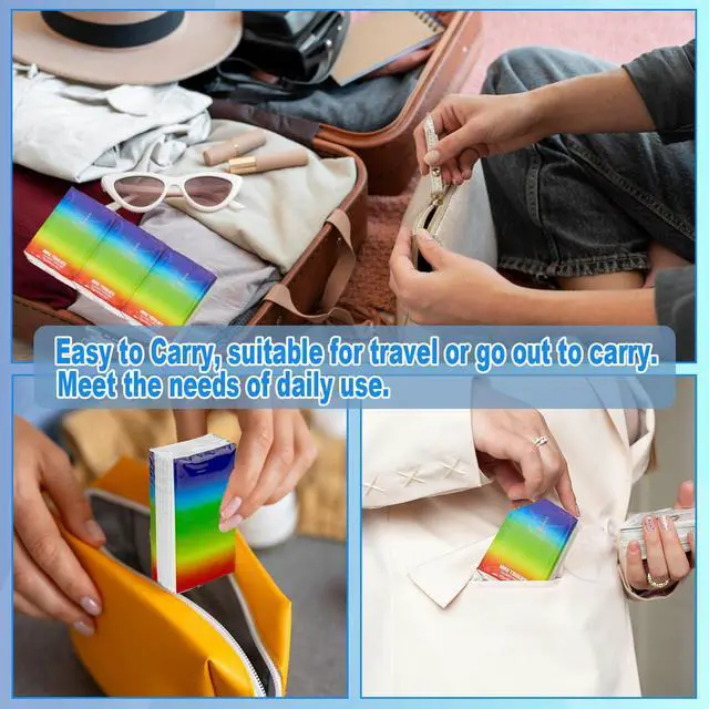 Alt view image 3 of 7 - 40 Pack Pocket Tissues Travel Packs Bulk 400 Sheet Mini Pocket Tissues Travel Size Bulk 3 Ply Small Facial Individual Size for Daily Use,Homeless Gifts,Wedding(Rainbow Pattern)