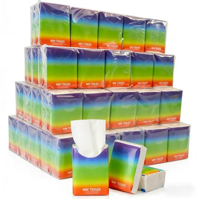 Main image of 40 Pack Pocket Tissues Travel Packs Bulk 400 Sheet Mini Pocket Tissues Travel Size Bulk 3 Ply Small Facial Individual Size for Daily Use,Homeless Gifts,Wedding(Rainbow Pattern)